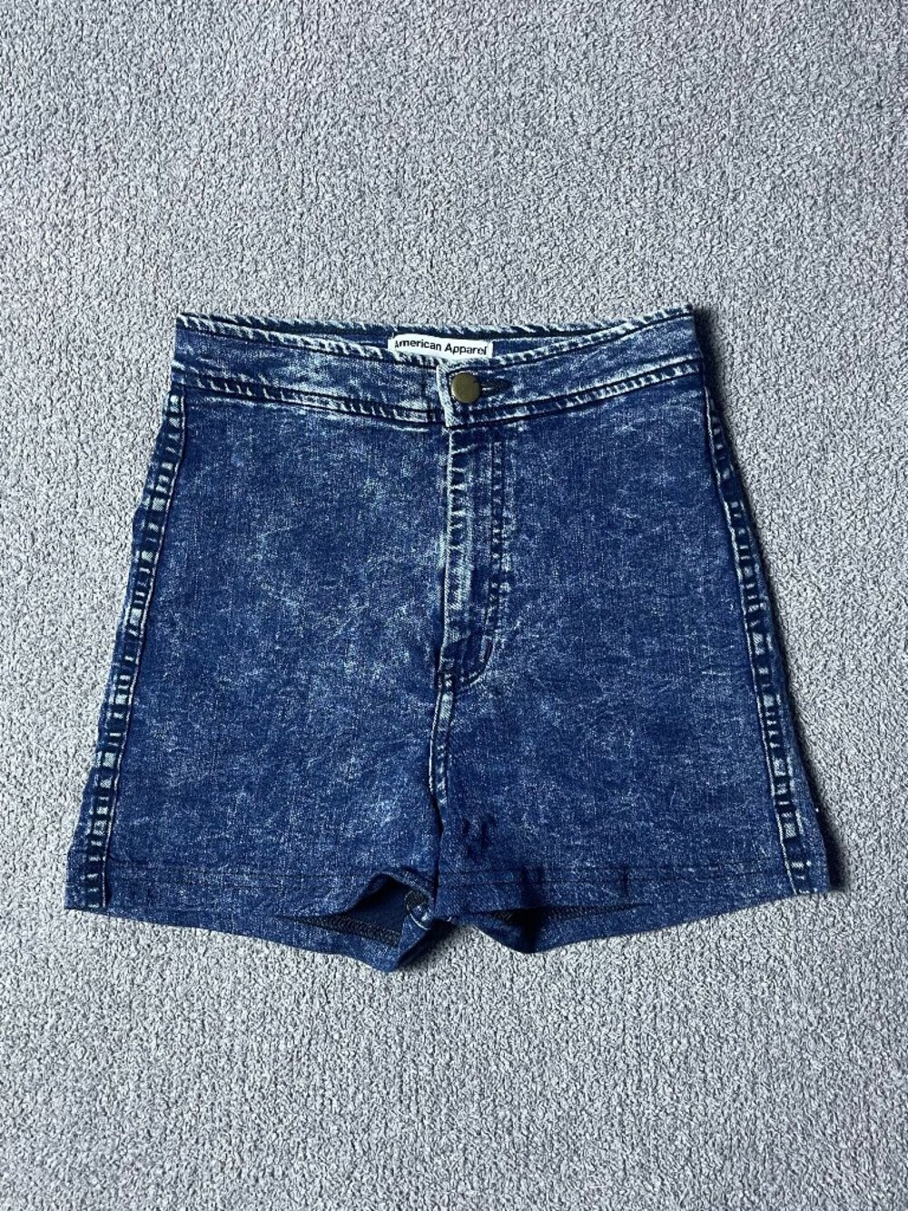 American Apparel Easy Jean Shorts Acid Wash High Waisted Denim Womens Small